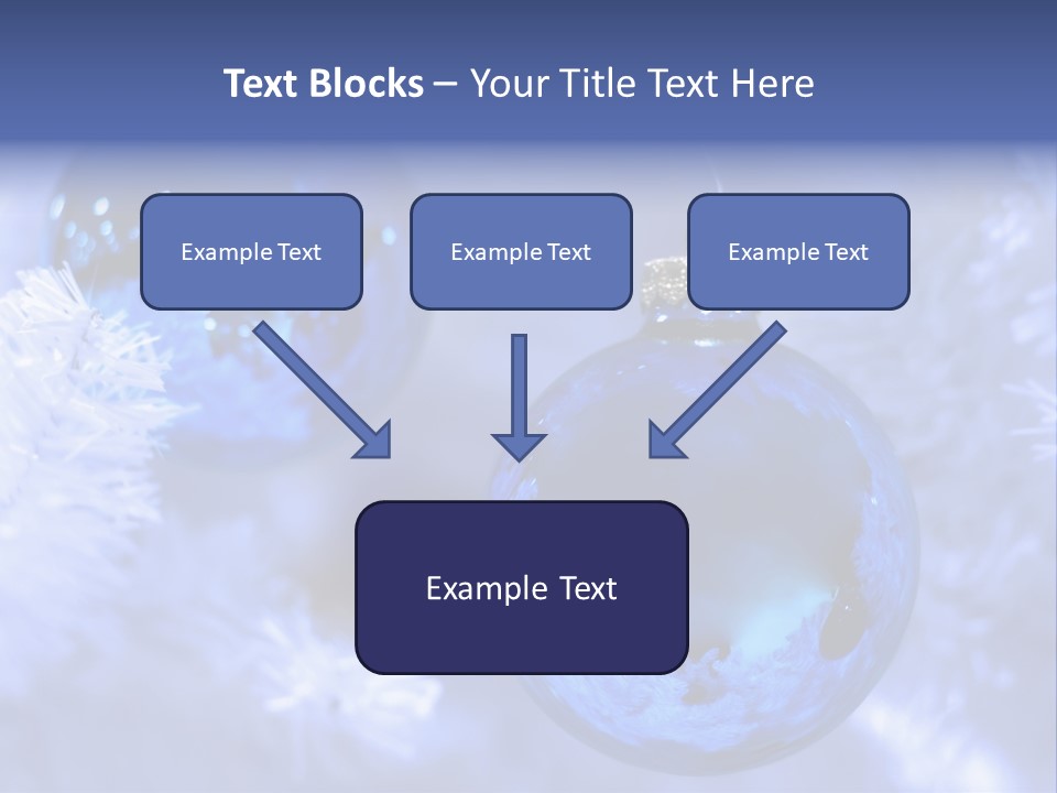 Two Ornaments On Frosted Christmas Tree PowerPoint Template
