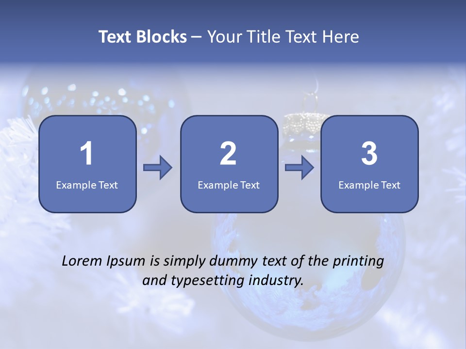 Two Ornaments On Frosted Christmas Tree PowerPoint Template