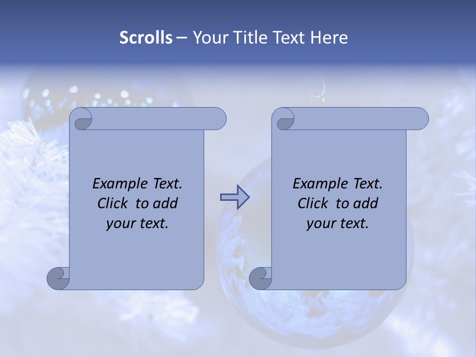 Two Ornaments On Frosted Christmas Tree PowerPoint Template