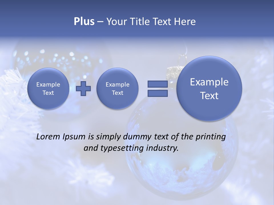 Two Ornaments On Frosted Christmas Tree PowerPoint Template