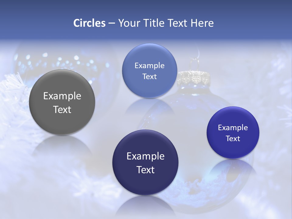 Two Ornaments On Frosted Christmas Tree PowerPoint Template