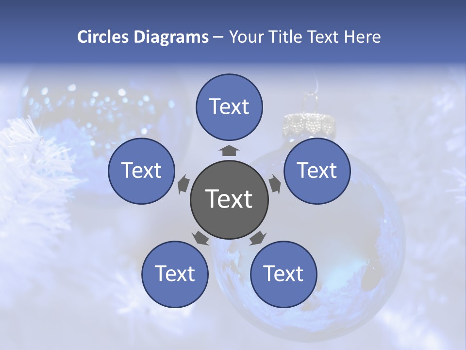 Two Ornaments On Frosted Christmas Tree PowerPoint Template