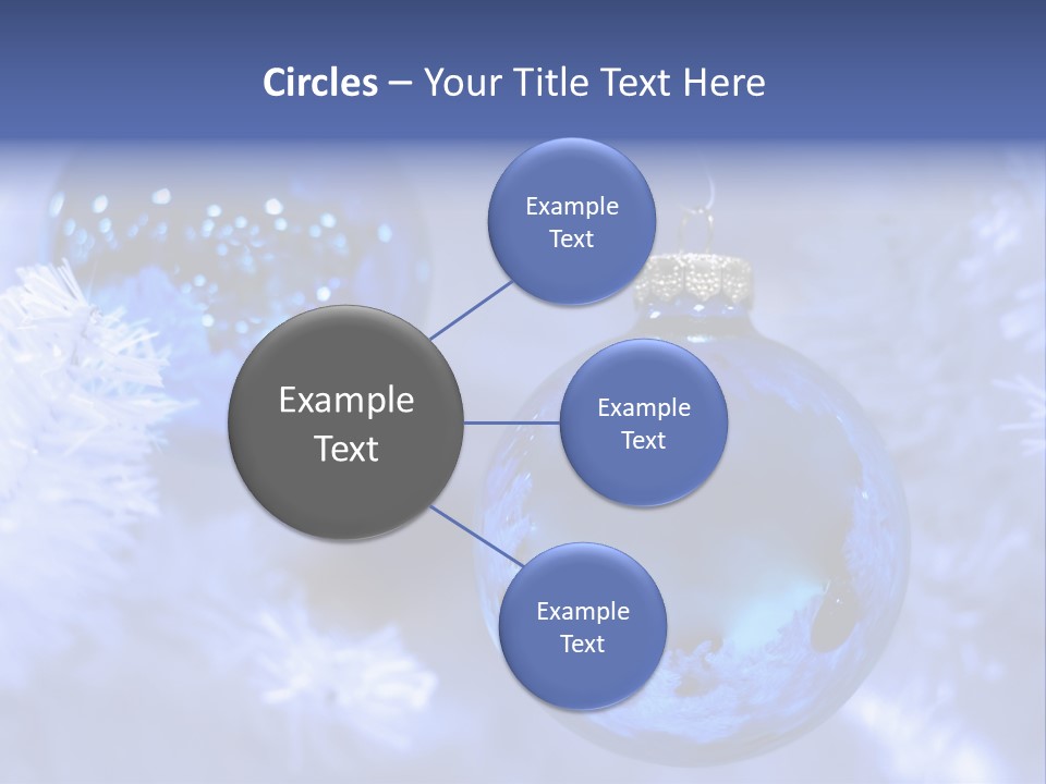 Two Ornaments On Frosted Christmas Tree PowerPoint Template