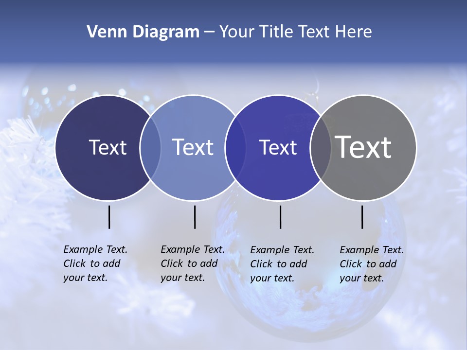 Two Ornaments On Frosted Christmas Tree PowerPoint Template
