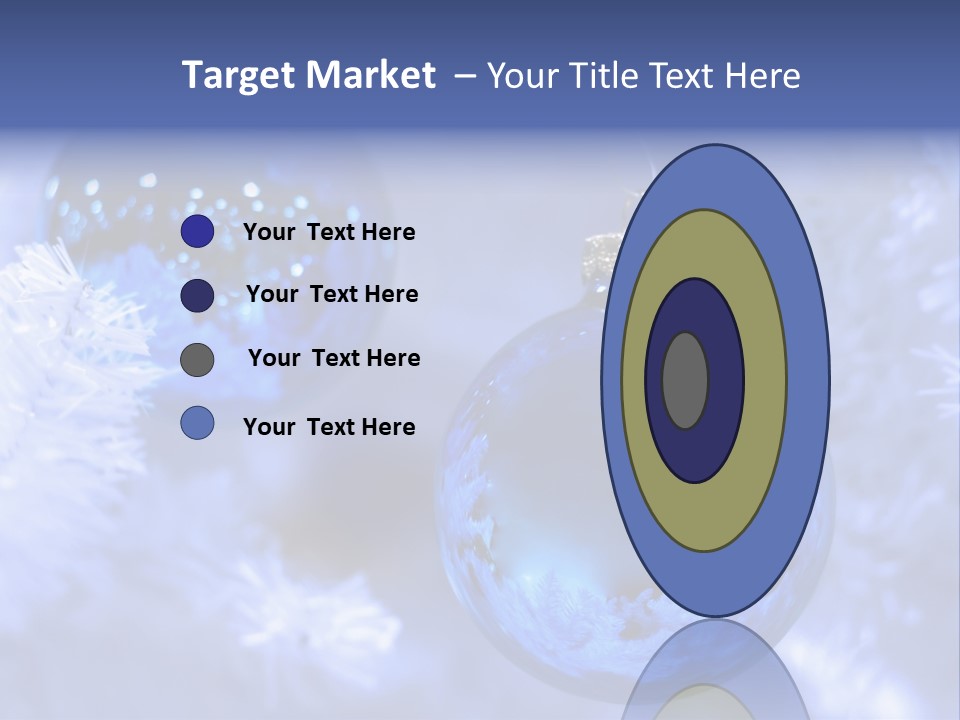 Two Ornaments On Frosted Christmas Tree PowerPoint Template