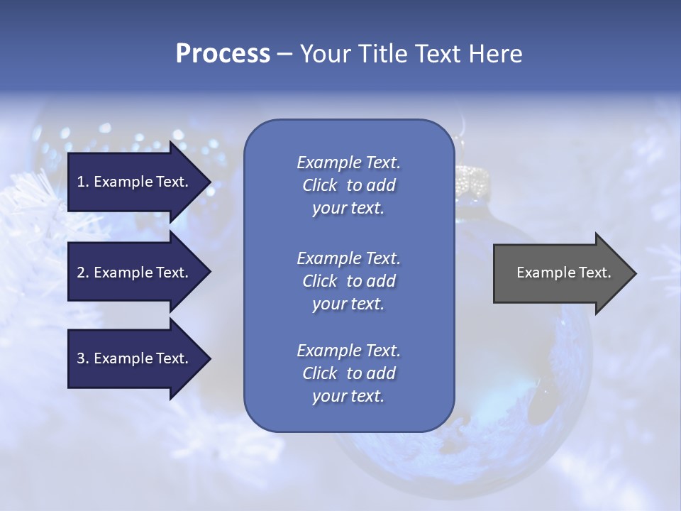 Two Ornaments On Frosted Christmas Tree PowerPoint Template
