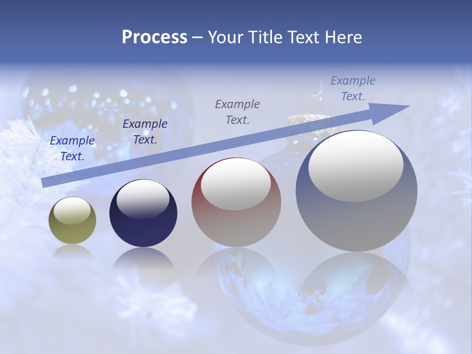 Two Ornaments On Frosted Christmas Tree PowerPoint Template