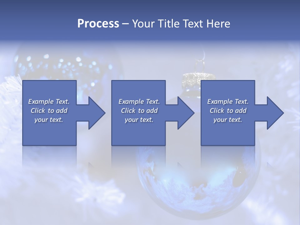 Two Ornaments On Frosted Christmas Tree PowerPoint Template