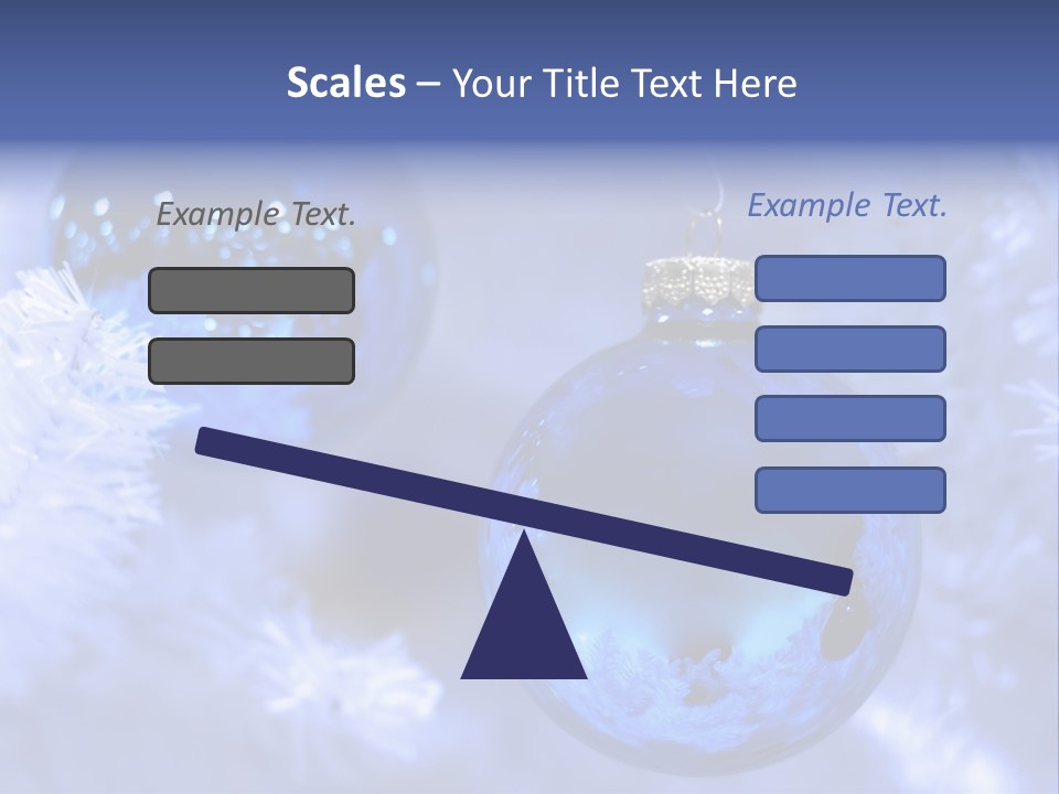 Two Ornaments On Frosted Christmas Tree PowerPoint Template