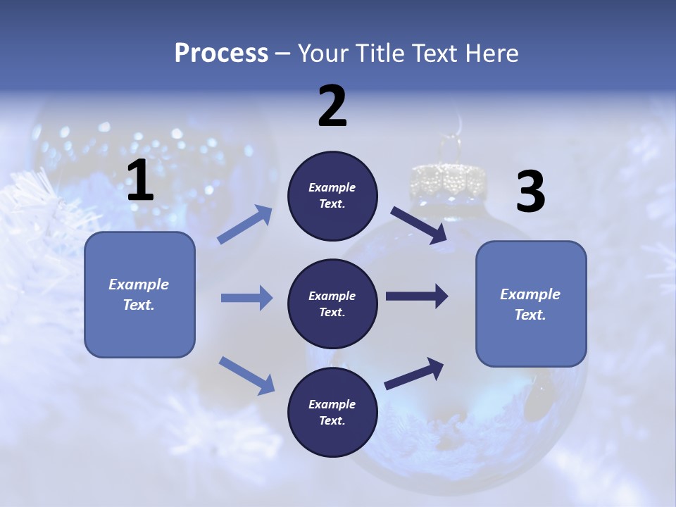 Two Ornaments On Frosted Christmas Tree PowerPoint Template