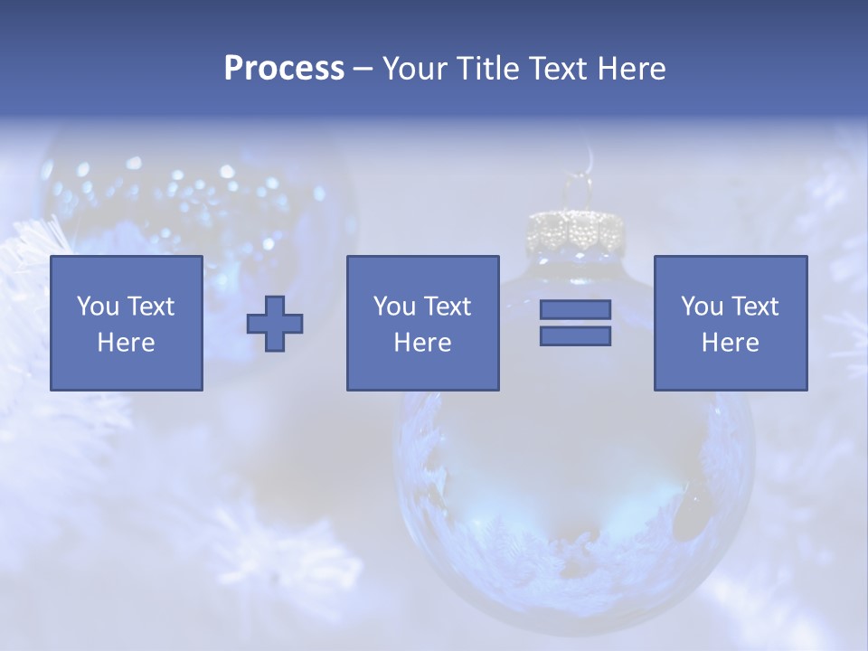 Two Ornaments On Frosted Christmas Tree PowerPoint Template