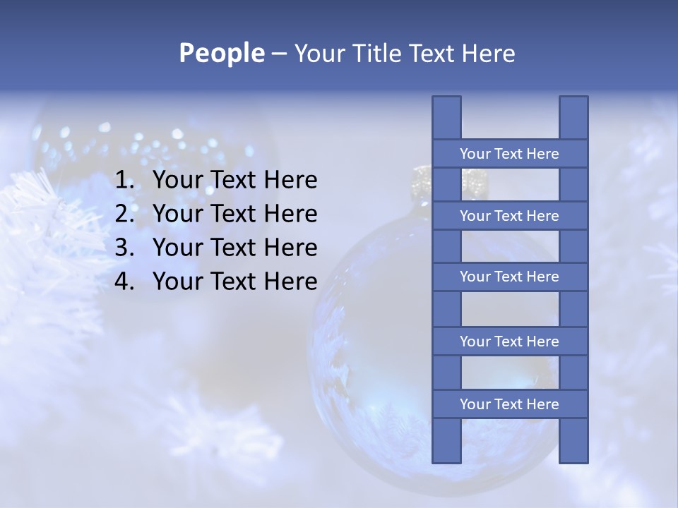 Two Ornaments On Frosted Christmas Tree PowerPoint Template