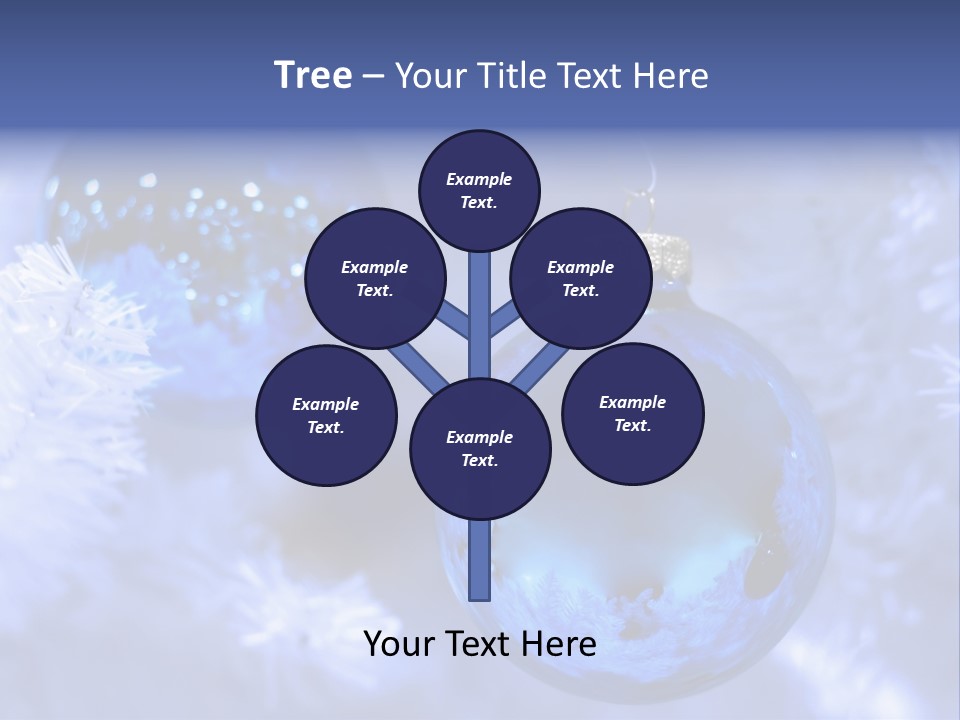 Two Ornaments On Frosted Christmas Tree PowerPoint Template