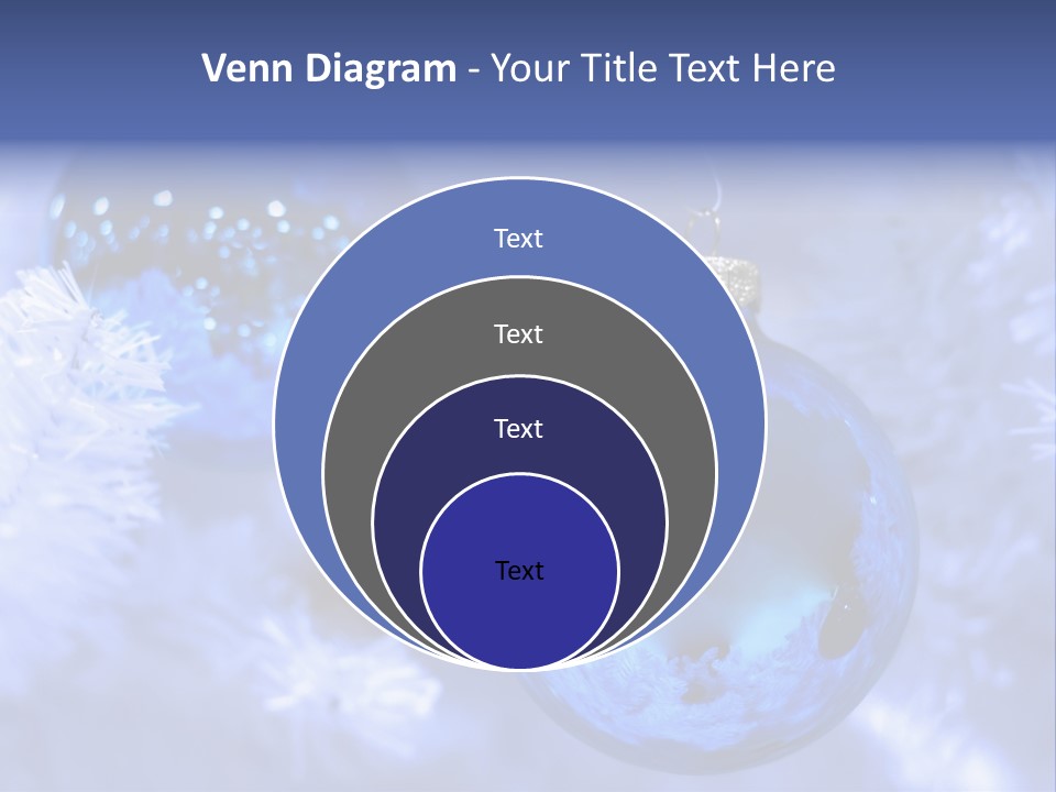 Two Ornaments On Frosted Christmas Tree PowerPoint Template