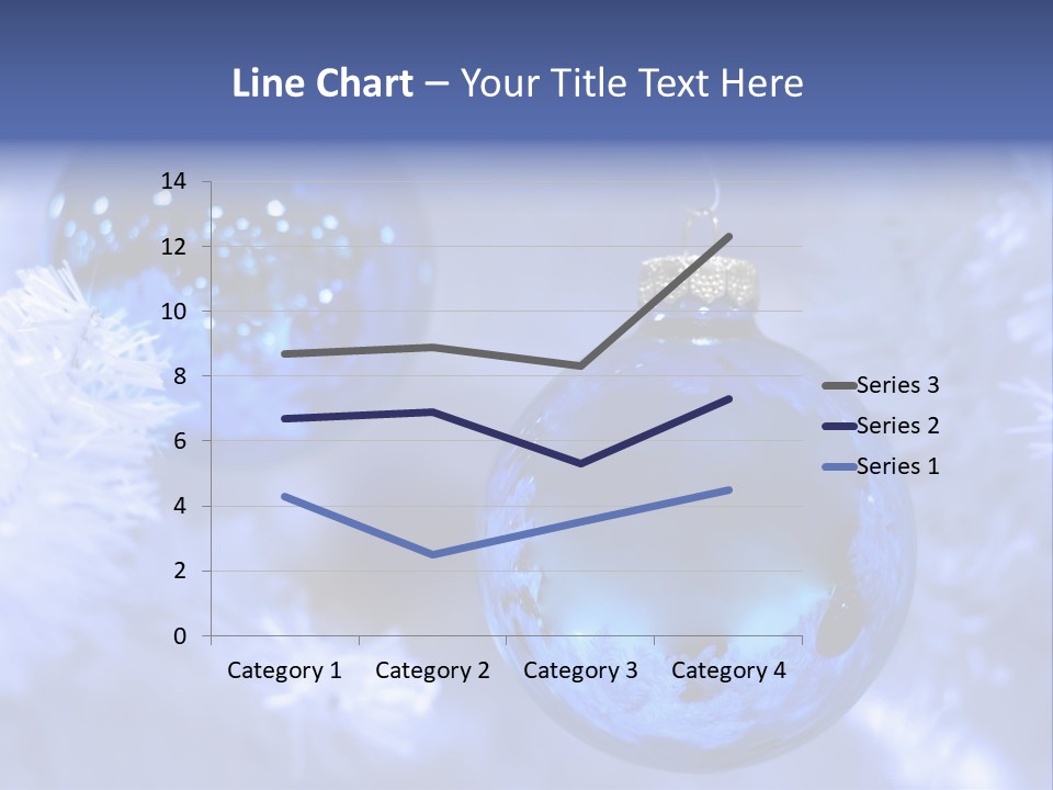 Two Ornaments On Frosted Christmas Tree PowerPoint Template