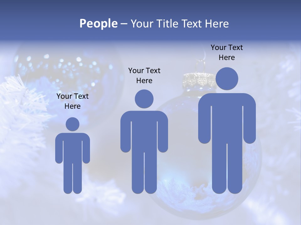 Two Ornaments On Frosted Christmas Tree PowerPoint Template