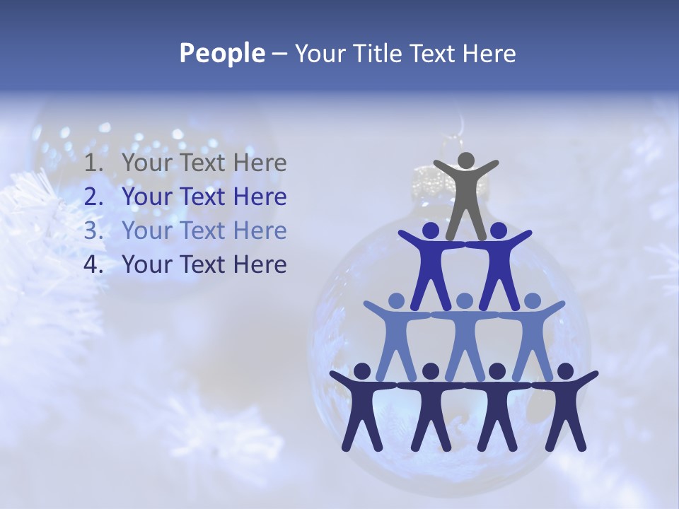 Two Ornaments On Frosted Christmas Tree PowerPoint Template