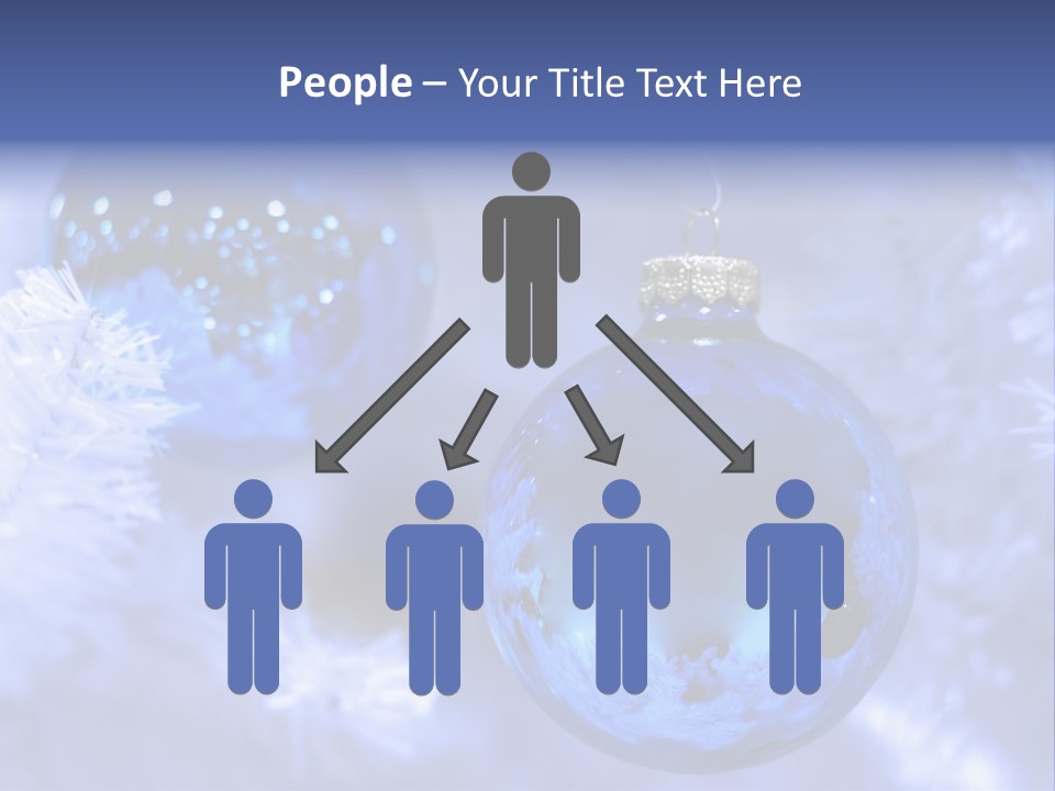 Two Ornaments On Frosted Christmas Tree PowerPoint Template