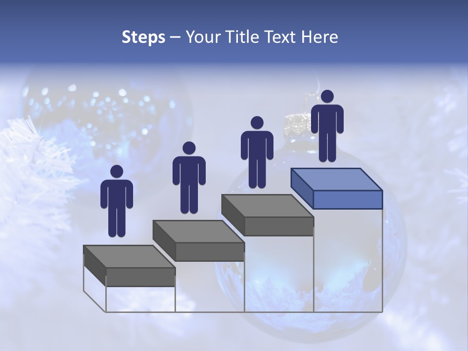 Two Ornaments On Frosted Christmas Tree PowerPoint Template