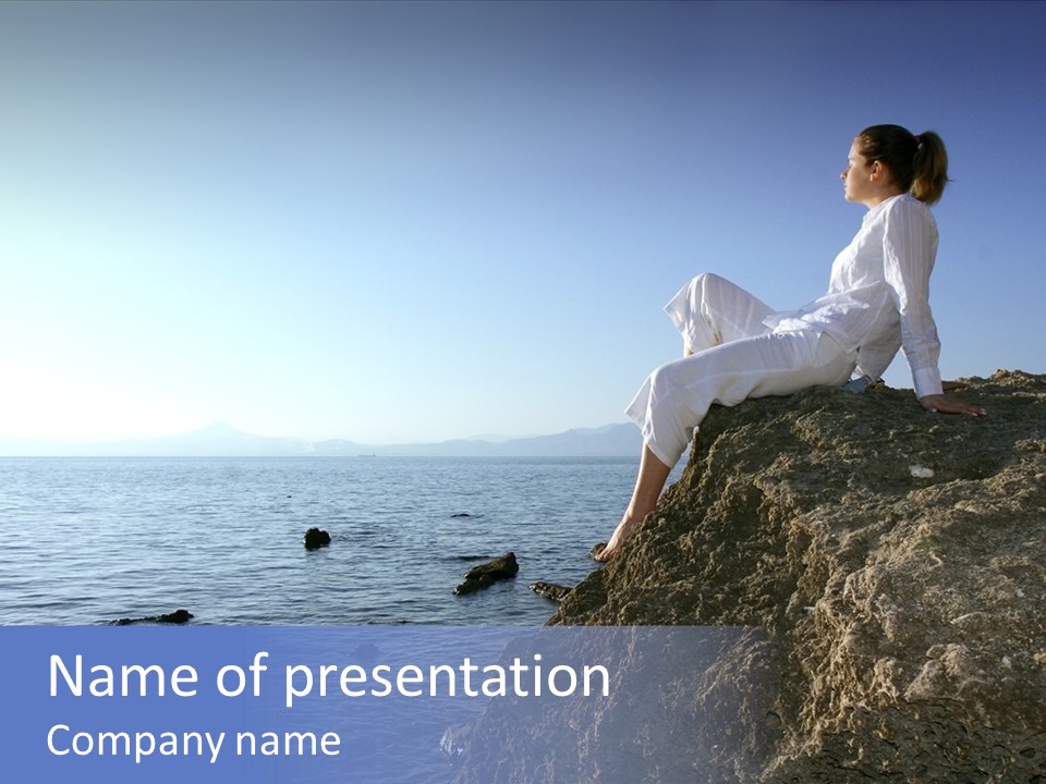 Woman On Rocks PowerPoint Template