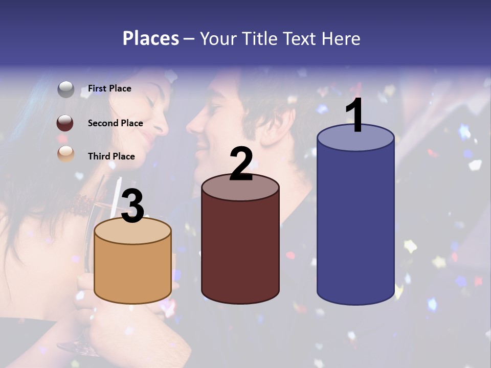 Young Happy Couple With Champagne Glasses At Celebration PowerPoint Template