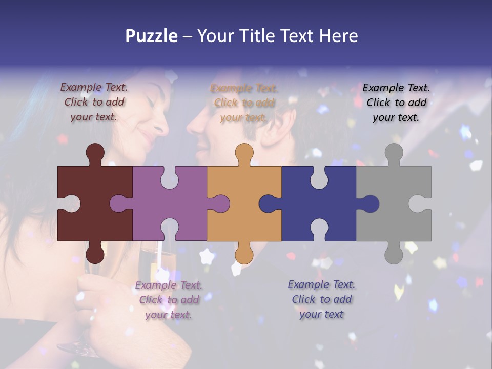 Young Happy Couple With Champagne Glasses At Celebration PowerPoint Template