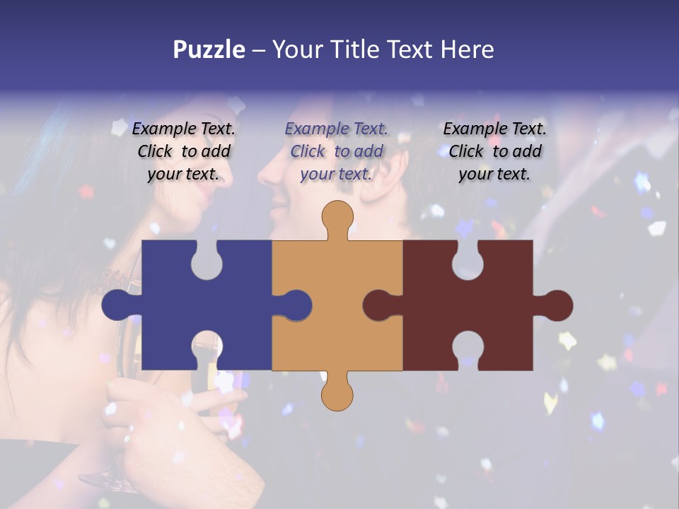 Young Happy Couple With Champagne Glasses At Celebration PowerPoint Template