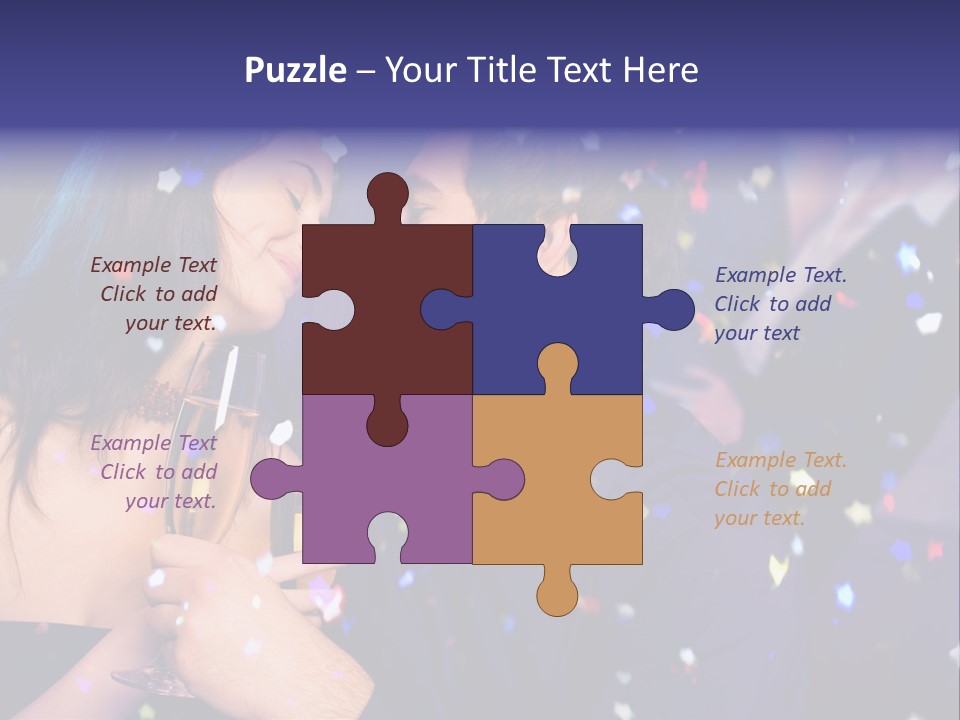 Young Happy Couple With Champagne Glasses At Celebration PowerPoint Template