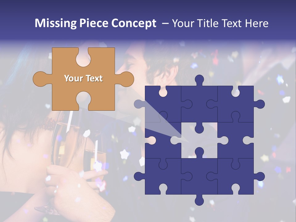 Young Happy Couple With Champagne Glasses At Celebration PowerPoint Template