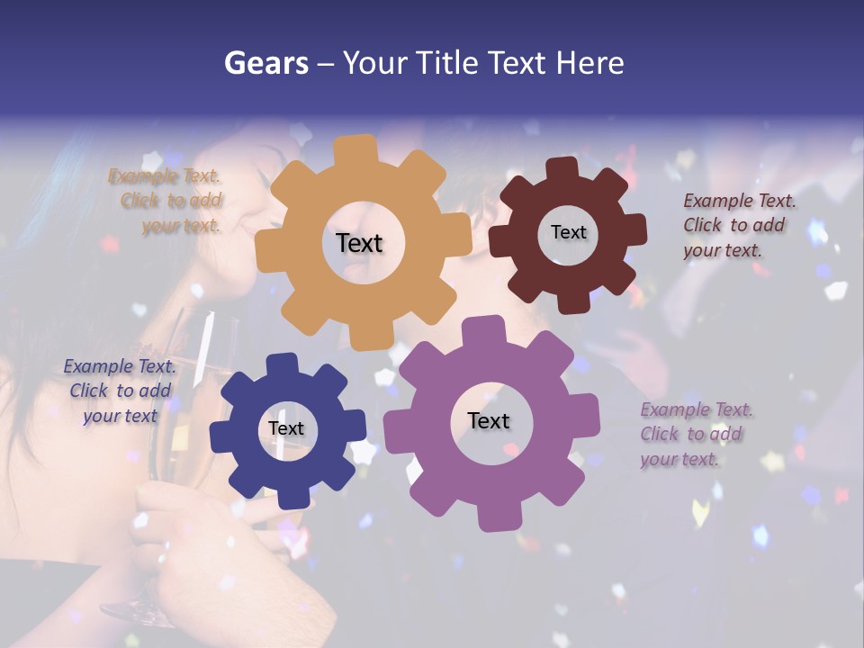 Young Happy Couple With Champagne Glasses At Celebration PowerPoint Template