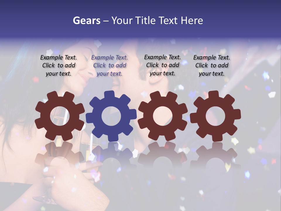 Young Happy Couple With Champagne Glasses At Celebration PowerPoint Template