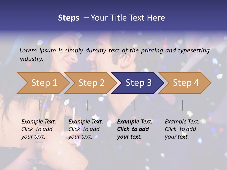 Young Happy Couple With Champagne Glasses At Celebration PowerPoint Template