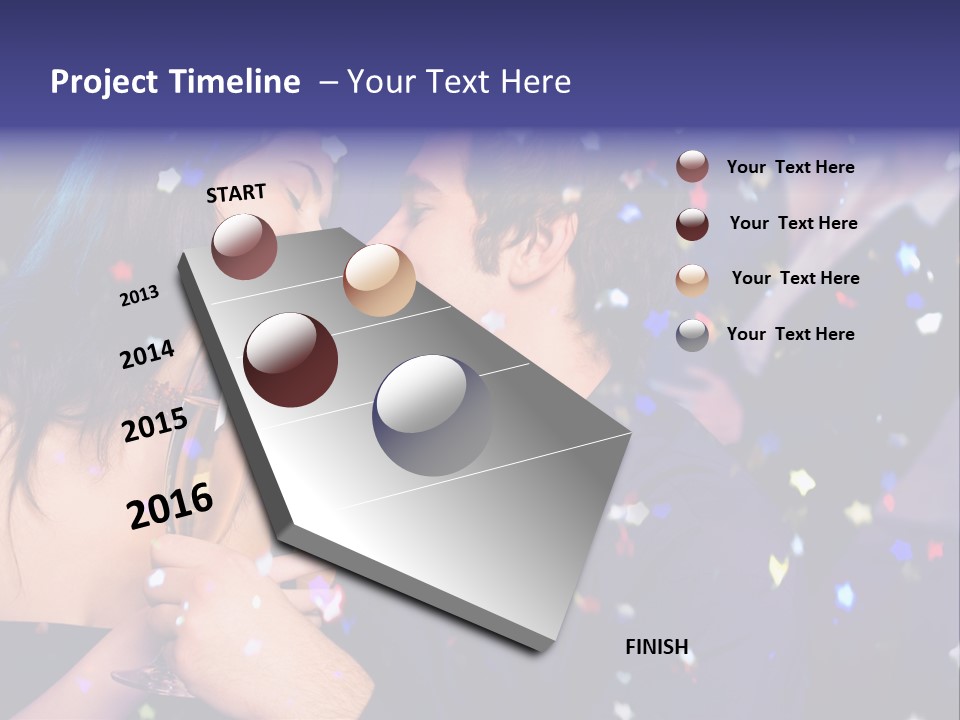 Young Happy Couple With Champagne Glasses At Celebration PowerPoint Template