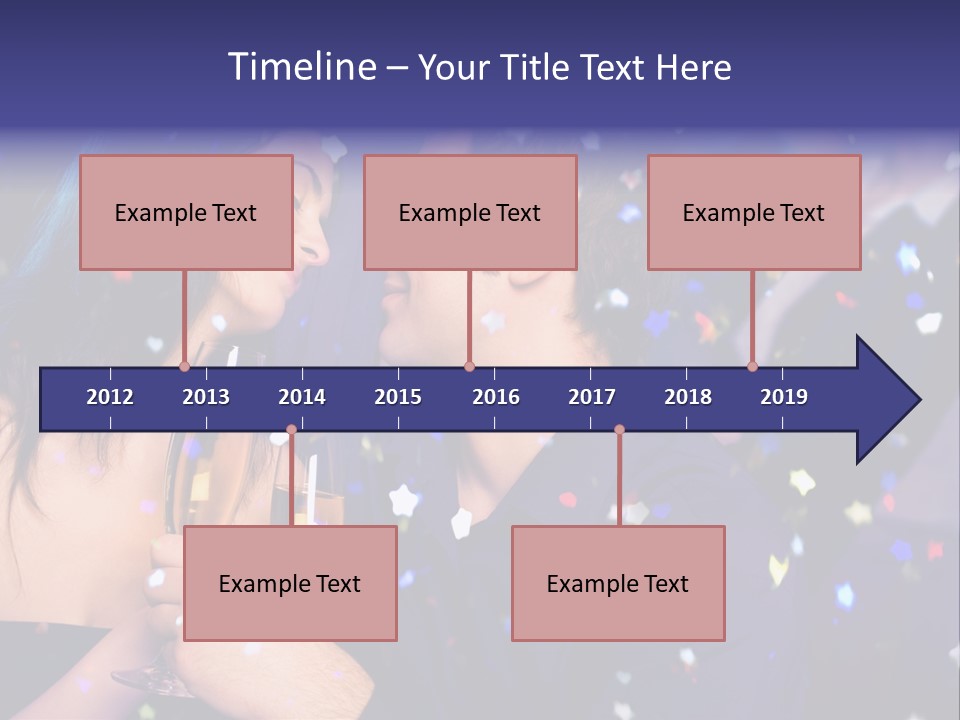 Young Happy Couple With Champagne Glasses At Celebration PowerPoint Template