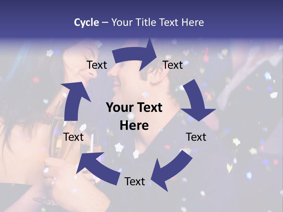 Young Happy Couple With Champagne Glasses At Celebration PowerPoint Template