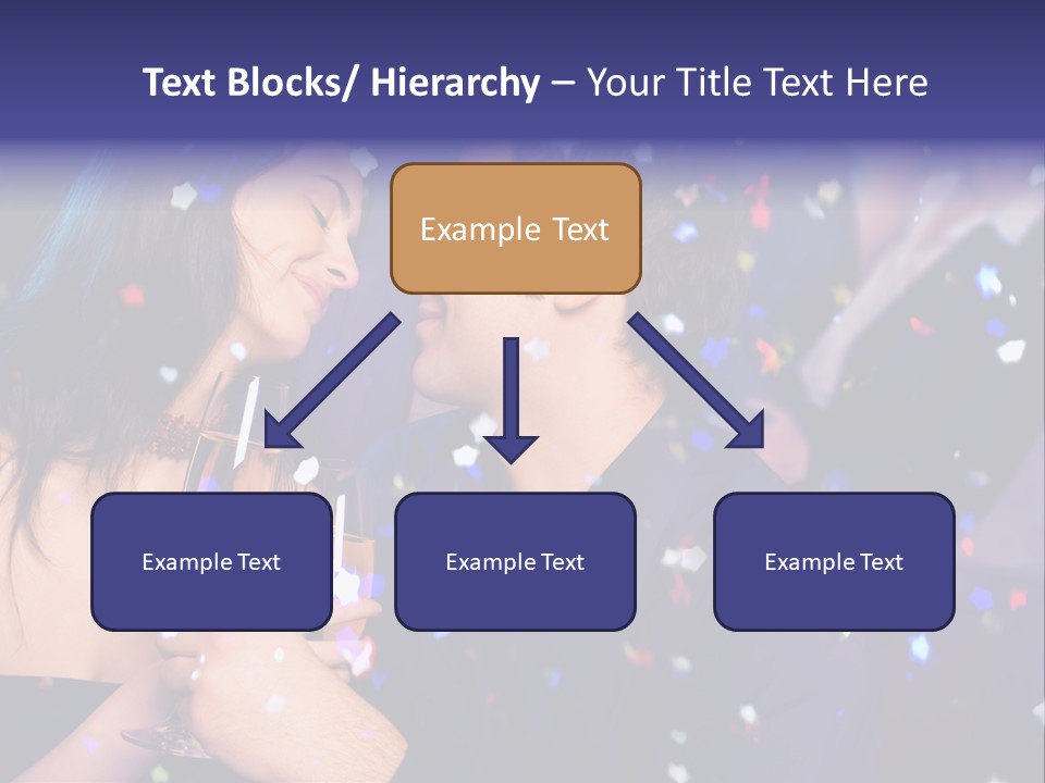 Young Happy Couple With Champagne Glasses At Celebration PowerPoint Template