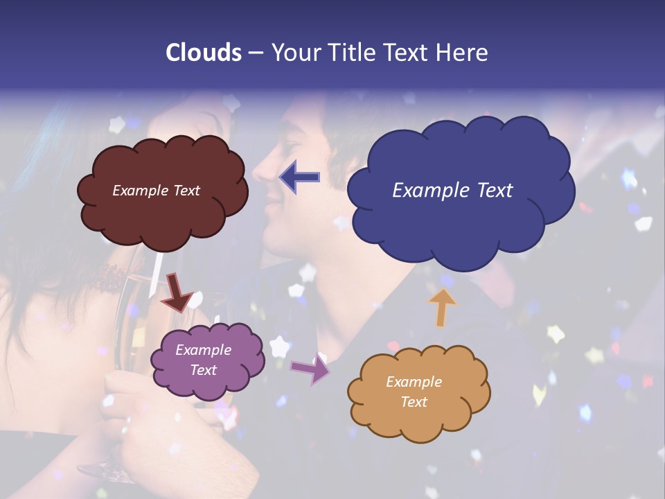 Young Happy Couple With Champagne Glasses At Celebration PowerPoint Template