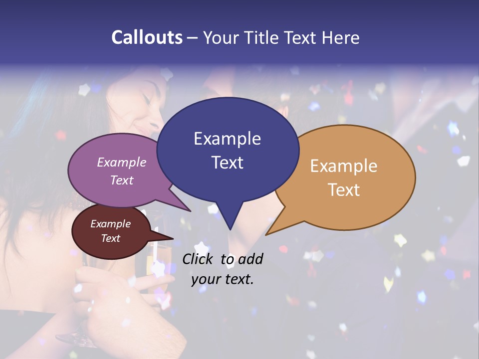 Young Happy Couple With Champagne Glasses At Celebration PowerPoint Template