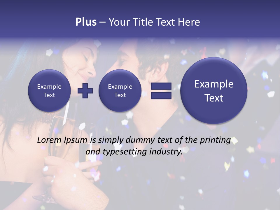 Young Happy Couple With Champagne Glasses At Celebration PowerPoint Template