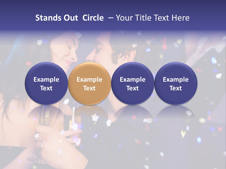 Young Happy Couple With Champagne Glasses At Celebration PowerPoint Template