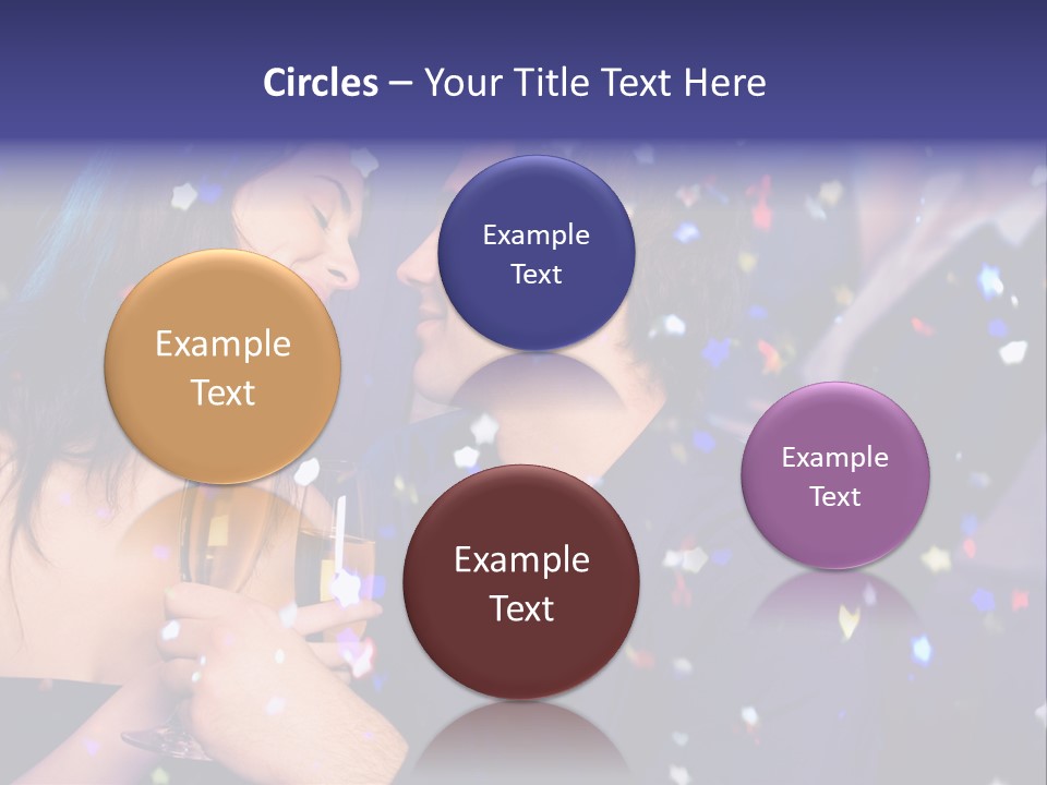 Young Happy Couple With Champagne Glasses At Celebration PowerPoint Template