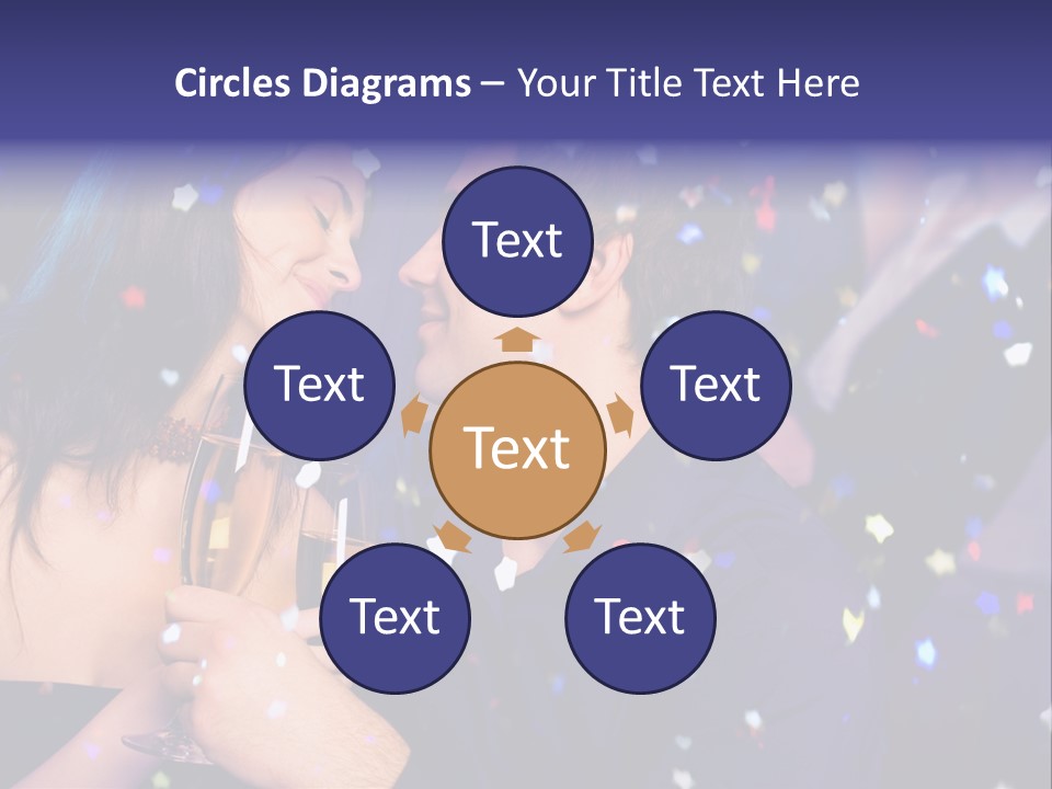 Young Happy Couple With Champagne Glasses At Celebration PowerPoint Template