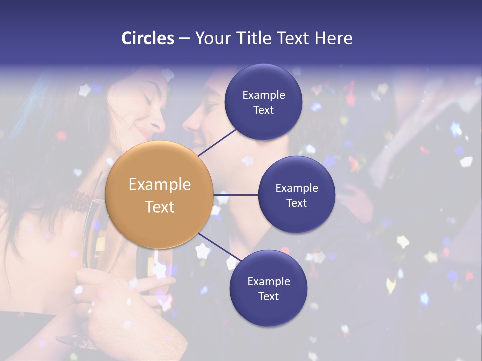 Young Happy Couple With Champagne Glasses At Celebration PowerPoint Template