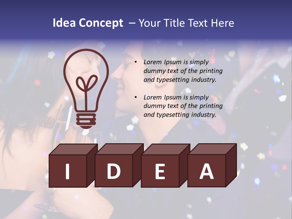 Young Happy Couple With Champagne Glasses At Celebration PowerPoint Template