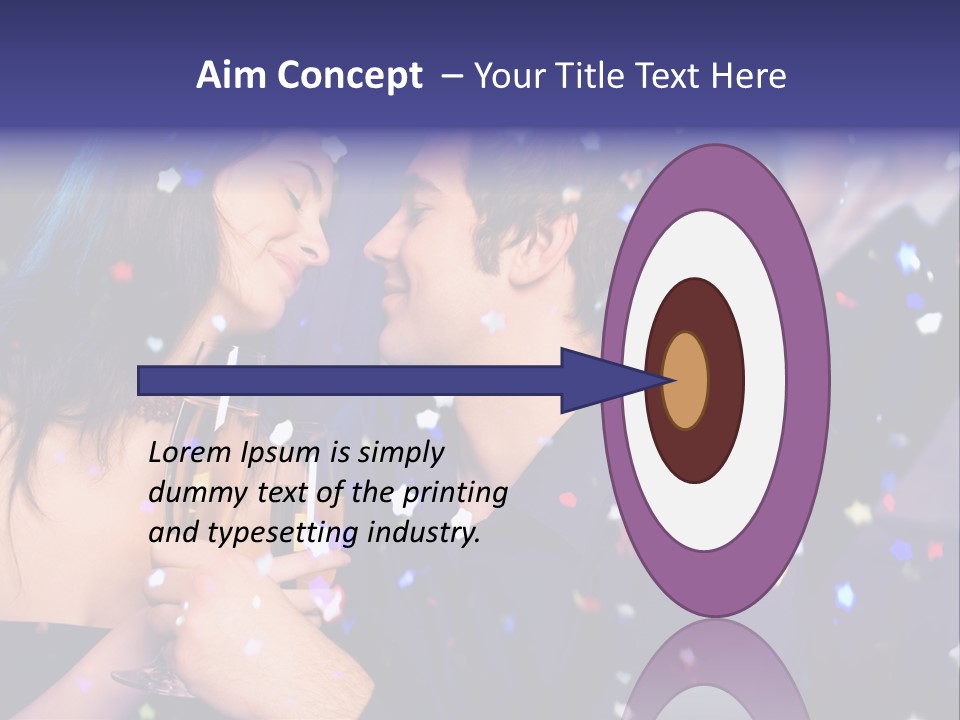 Young Happy Couple With Champagne Glasses At Celebration PowerPoint Template