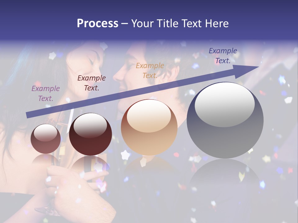 Young Happy Couple With Champagne Glasses At Celebration PowerPoint Template