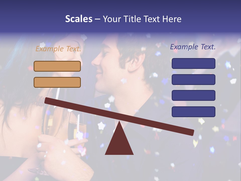 Young Happy Couple With Champagne Glasses At Celebration PowerPoint Template