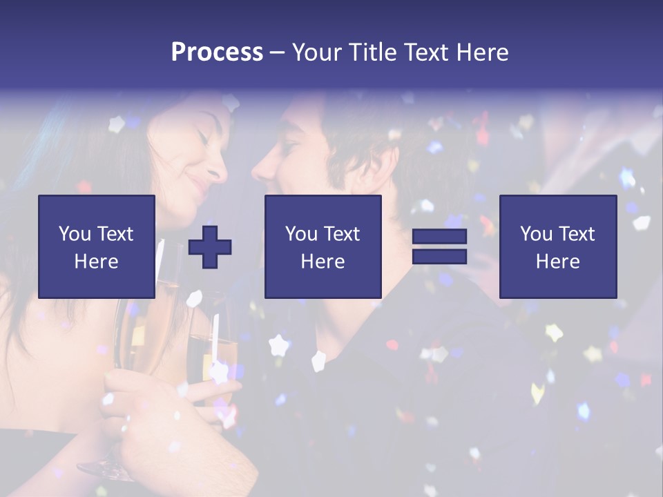 Young Happy Couple With Champagne Glasses At Celebration PowerPoint Template