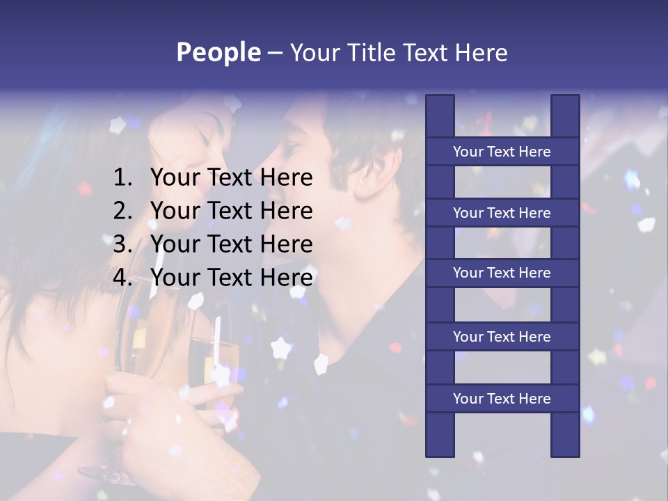 Young Happy Couple With Champagne Glasses At Celebration PowerPoint Template