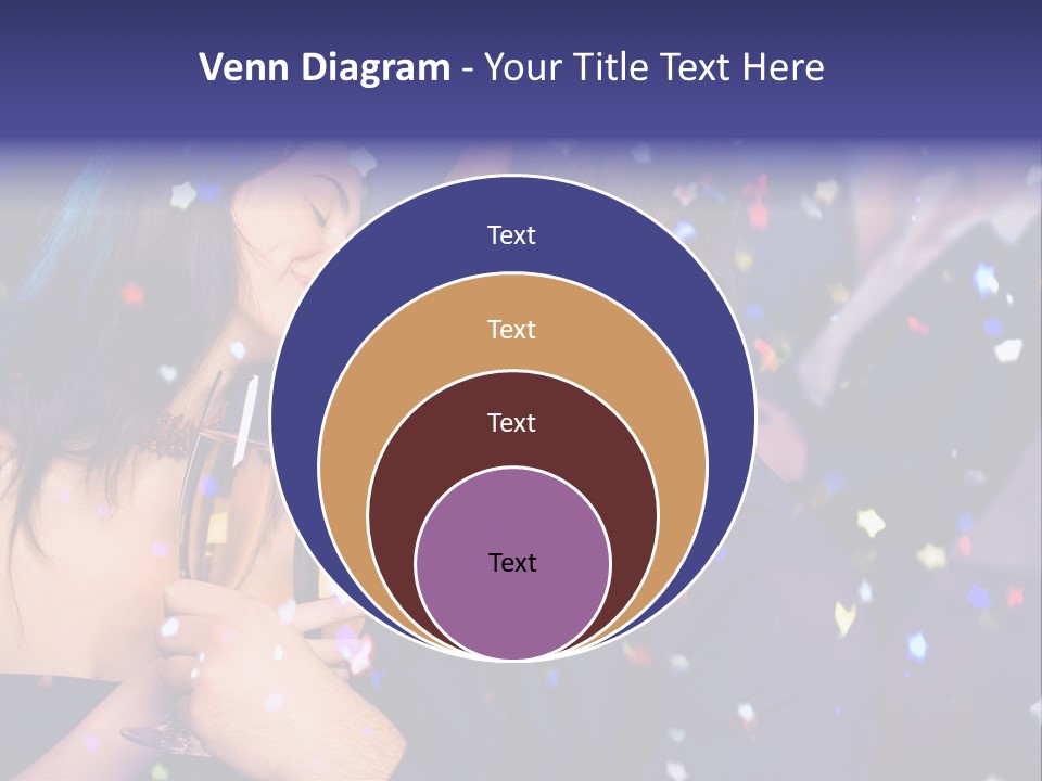 Young Happy Couple With Champagne Glasses At Celebration PowerPoint Template